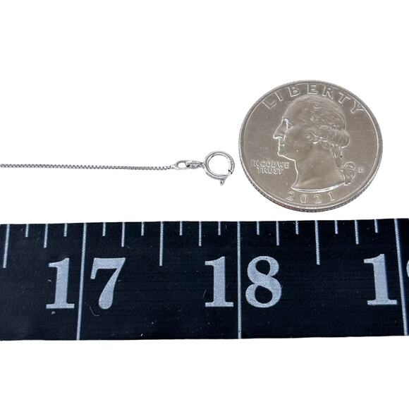 Box Chain Necklace | Vintage Sterling Silver 925 | 18" - Picture 3 of 4